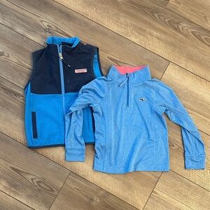 Vineyard Vines Boys Blue Vest Jacket and Performance long sleeve / Size 3T